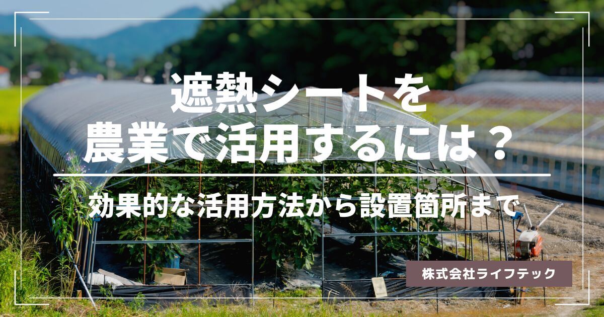 遮熱シートを農業で活用するには？効果的な設置箇所、方法について紹介